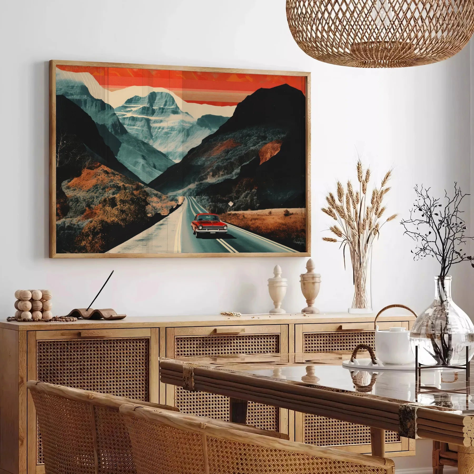 space Boho Abstract Bohemian 17 wall art poster vibrant green red hues captivating artwork touch flair decor gift personal statement print available frameless presentation